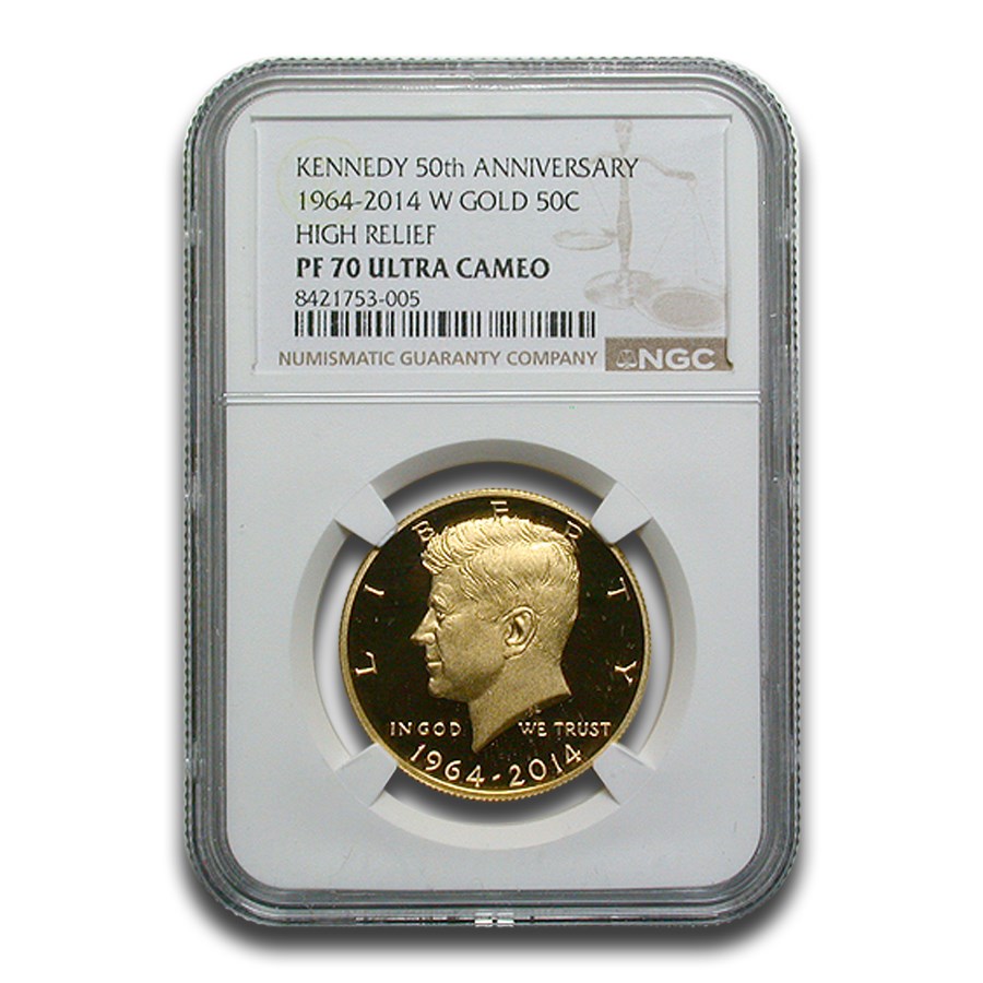 2014-W 3/4 oz Gold Kennedy Half Dollar Commem PF-70 NGC