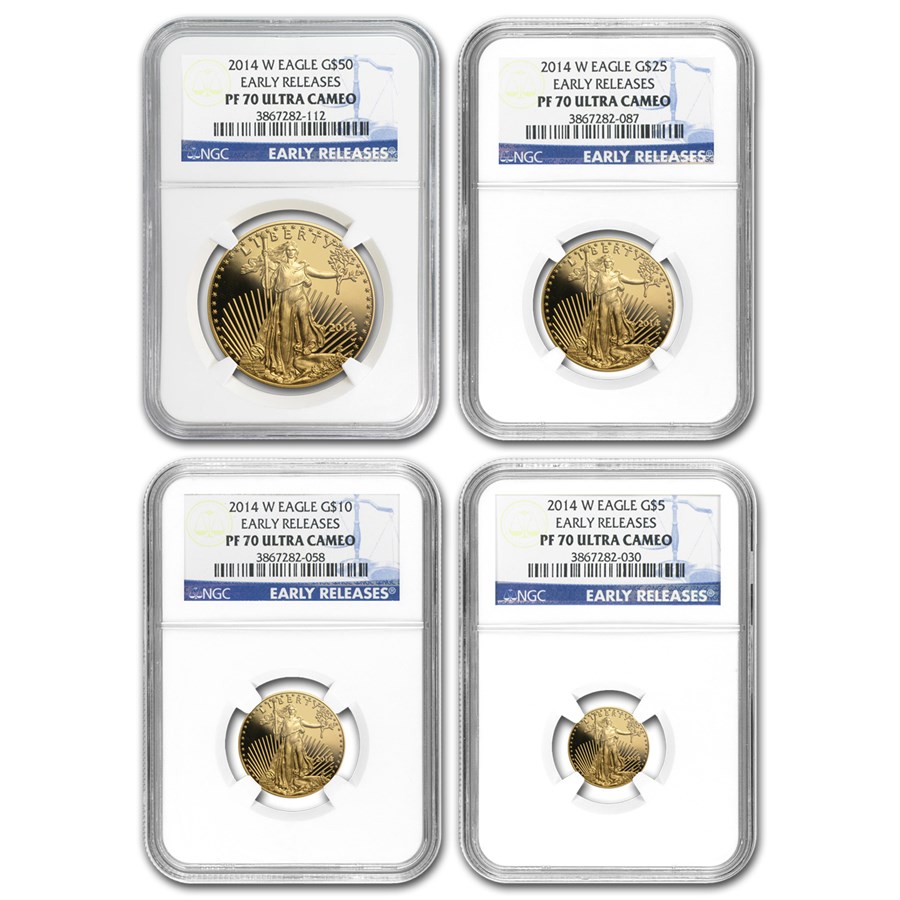 2014-W 4-Coin Proof American Gold Eagle Set PF-70 NGC (ER)