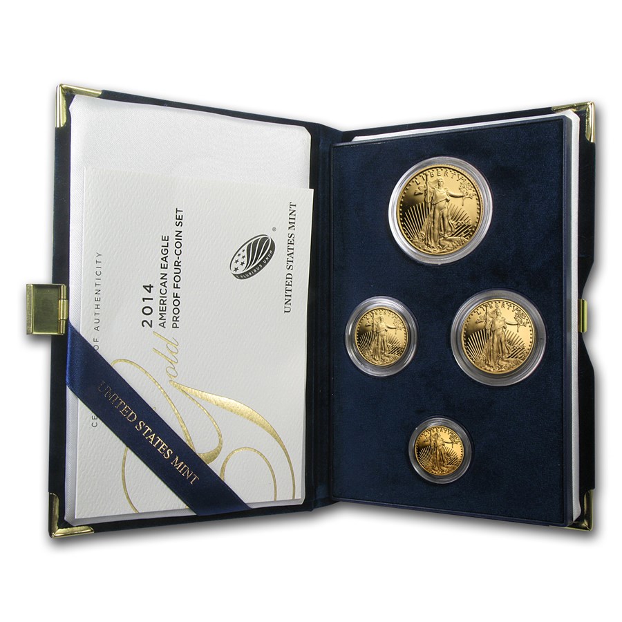 2014-W 4-Coin Proof American Gold Eagle Set (w/Box & COA)