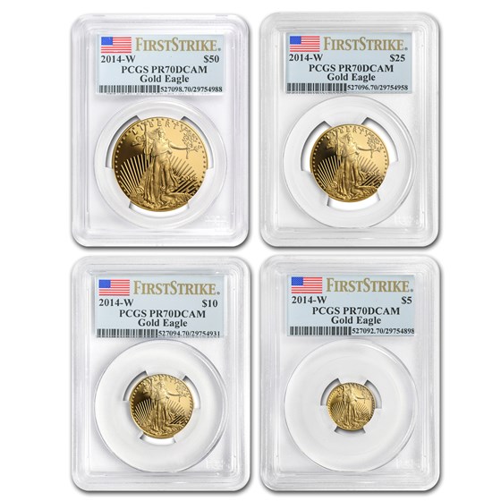 2014-W 4-Coin Proof Gold Eagle Set PR-70 PCGS (FS) 2014-W 4-Coin Proof Gold Eagle Set PR-70 PCGS (FS)