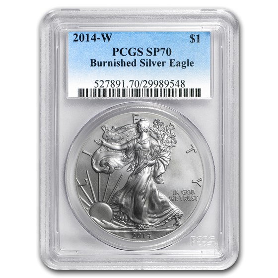 2014-W Burnished American Silver Eagle SP/MS-70 PCGS 2014-W Burnished American Silver Eagle SP/MS-70 PCGS