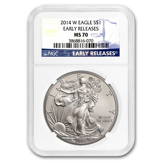 2014-W Burnished Silver Eagle MS-70 NGC 2014-W Burnished Silver Eagle MS-70 NGC