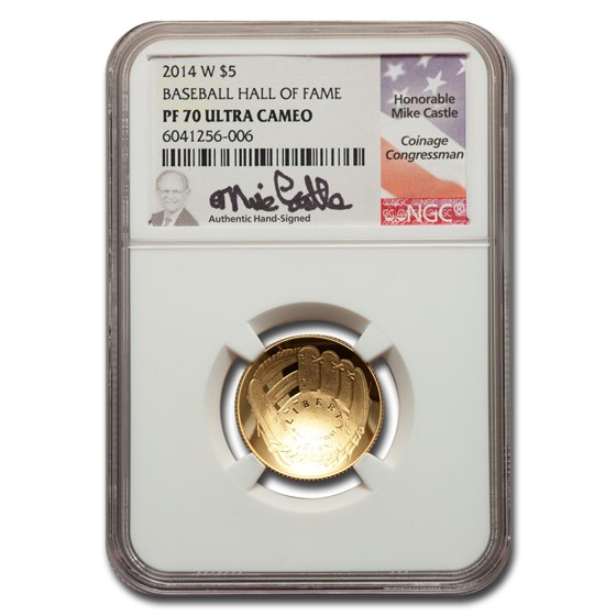 2014-W Gold $5 Baseball HOF Commem PF-70 NGC (Castle) 2014-W Gold $5 Baseball HOF Commem PF-70 NGC (Castle)
