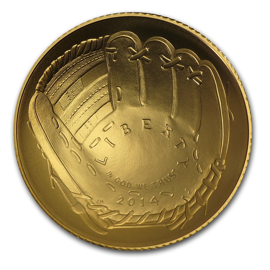 2014-W Gold $5 Commem Baseball HOF BU (w/Box & COA)