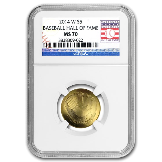 2014-W Gold $5 Commem Baseball HOF MS-70 NGC