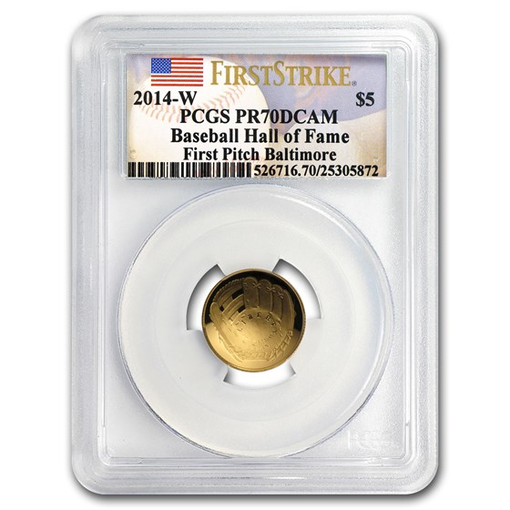 2014-W Gold $5 Commem Baseball HOF PR-70 PCGS (FS, First Pitch) 2014-W Gold $5 Commem Baseball HOF PR-70 PCGS (FS, First Pitch)