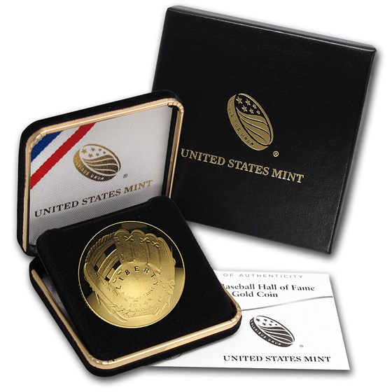 2014-W Gold $5 Commem Baseball HOF Proof (w/Box & COA) 2014-W Gold $5 Commem Baseball HOF Proof (w/Box & COA)