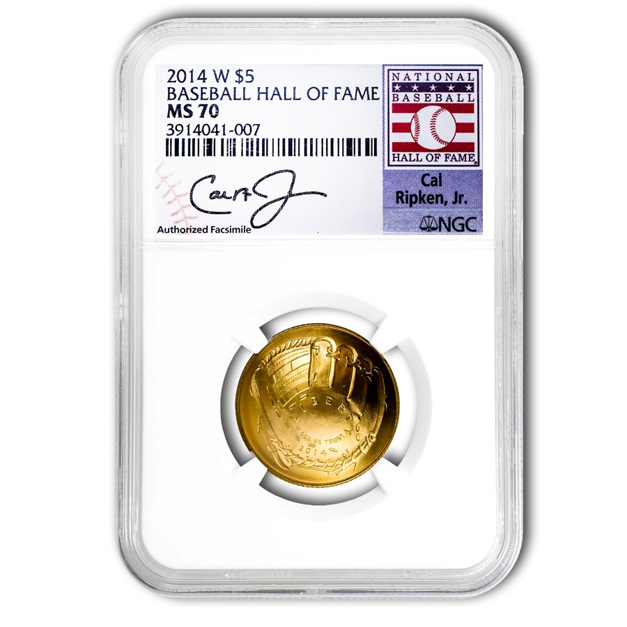 2014-W Gold $5 Commem HOF MS-70 NGC (Cal Ripken Jr.)