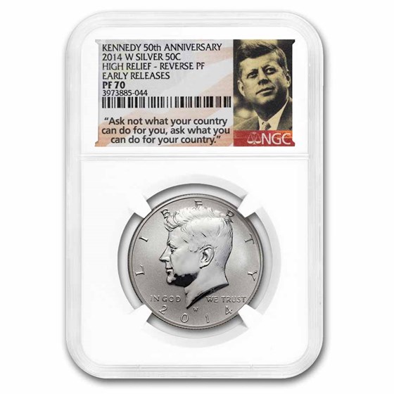 2014-W Kennedy Rev. PF. PF-70 Sil. 50th Anni. High Relief 2014-W Kennedy Rev. PF. PF-70 Sil. 50th Anni. High Relief