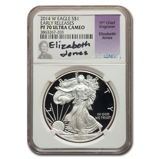 2014-W Proof American Silver Eagle PF-70 NGC (ER, Jones) 2014-W Proof American Silver Eagle PF-70 NGC (ER, Jones)