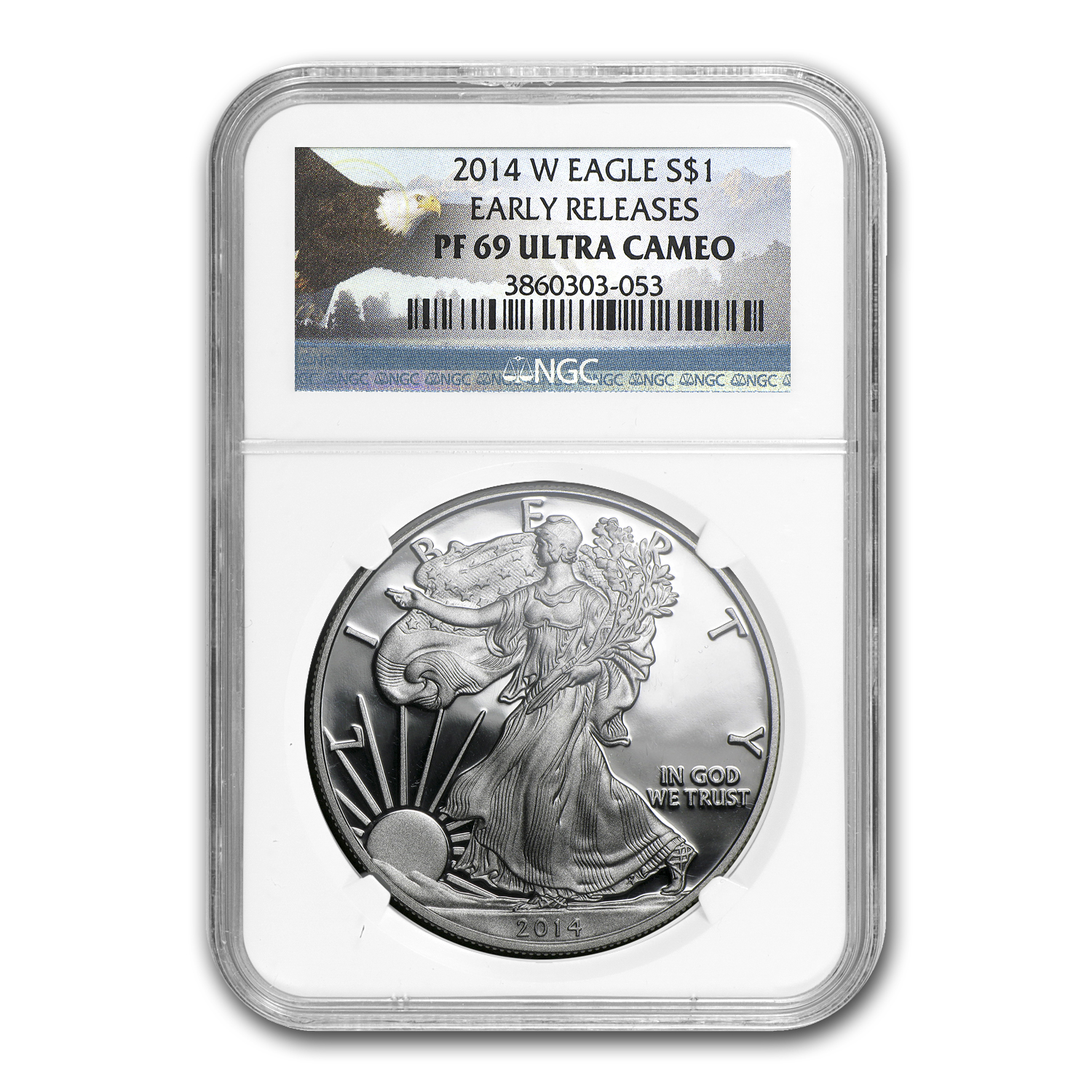 Coins Silver 2014-W PROOF SILVER EAGLE NGC PF69 ULTRA CAMEO FIRST 