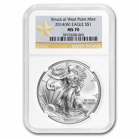 2014 (W) Silver Eagle MS-70 NGC (West Point Star Label) 2014 (W) Silver Eagle MS-70 NGC (West Point Star Label)