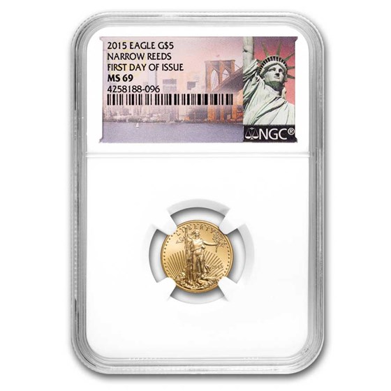 2015 1/10 oz American Gold Eagle MS-69 NGC (Narrow Reeds, FDI) 2015 1/10 oz American Gold Eagle MS-69 NGC (Narrow Reeds, FDI)