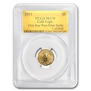 2015 1/10 oz American Gold Eagle MS-70 PCGS (FS, Gold Foil)