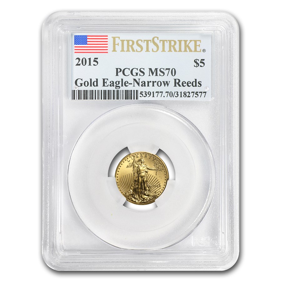 2015 1/10 oz American Gold Eagle MS-70 PCGS (FS, Narrow Reeds)