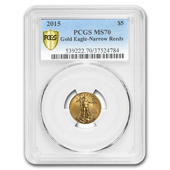 2015 1/10 oz American Gold Eagle MS-70 PCGS (Narrow Reeds) 2015 1/10 oz American Gold Eagle MS-70 PCGS (Narrow Reeds)