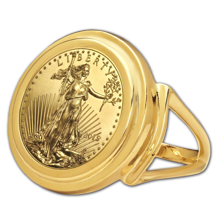 2015 1/10 oz Gold Eagle Ring (Polished-Prong)