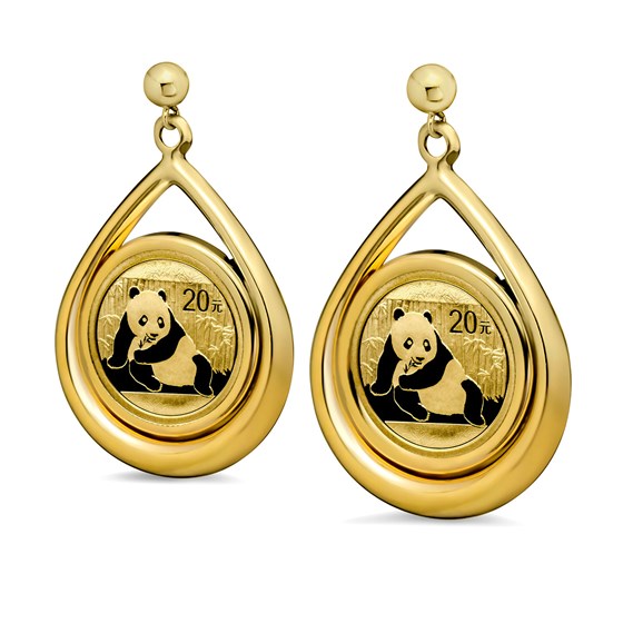 Buy 2015 1/20 oz Gold Panda Tear Drop Dangle Coin Earrings APMEX