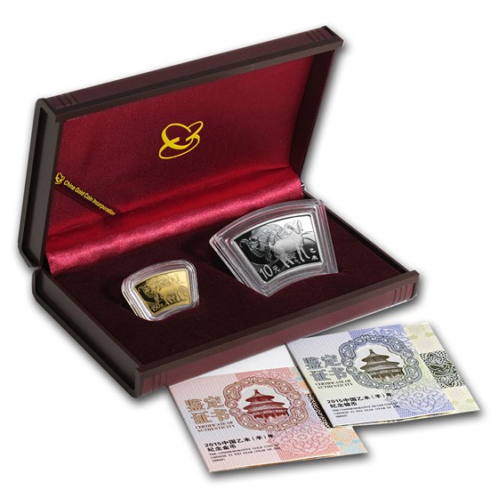 2015 1/3 oz Gold & 1 oz Silver Fan Year of the Goat (Box & COA) 2015 1/3 oz Gold & 1 oz Silver Fan Year of the Goat (Box & COA)