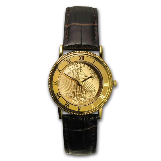 2015 1/4 oz Gold American Eagle Leather Band Watch 2015 1/4 oz Gold American Eagle Leather Band Watch