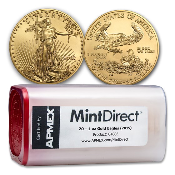 2015 1 oz American Gold Eagle (20-Coin MintDirect® Tube) 2015 1 oz American Gold Eagle (20-Coin MintDirect® Tube)