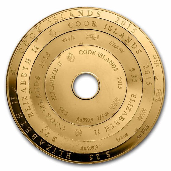 2015 1 oz Cook Isl $100 Gold Armillary Coin Valcambi (Damaged)
