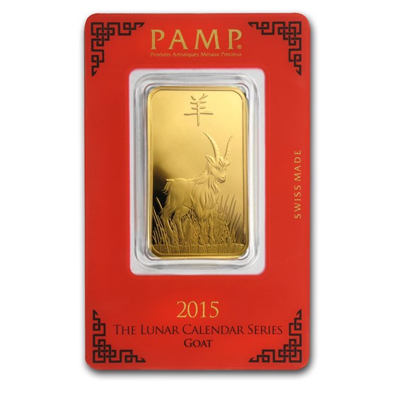 2015 1 oz Gold Bar - PAMP Suisse Year of the Goat (In Assay) 2015 1 oz Gold Bar - PAMP Suisse Year of the Goat (In Assay)
