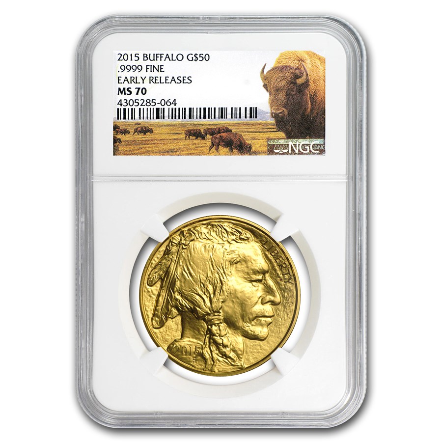 2015 1 oz Gold Buffalo MS-70 NGC (Early Releases, Buffalo Label)