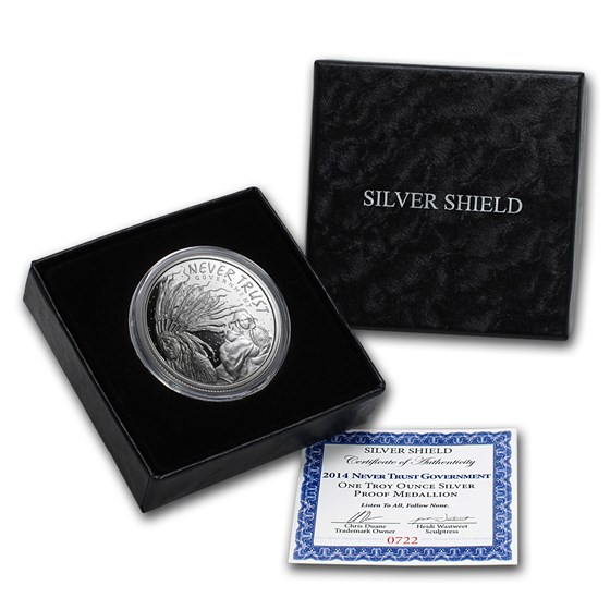 Buy 2015 1 oz Silver Round Never Trust Government Prf (w/Box & COA