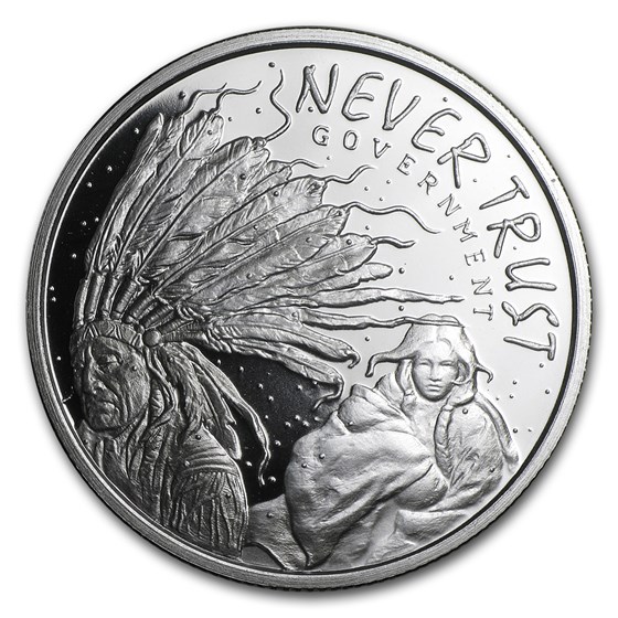 2015 1 oz Silver Round - Never Trust Government Prf (w/Box & COA)