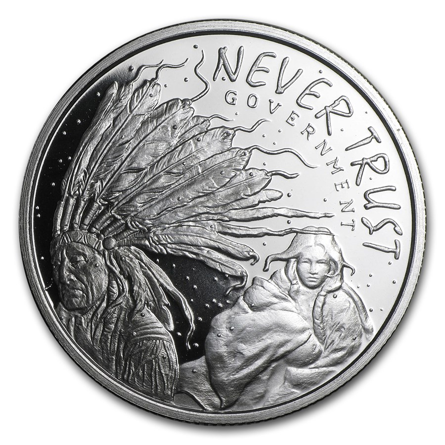 2015 1 oz Silver Round - Never Trust Government Prf (w/Box & COA)