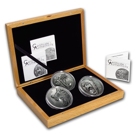 2015-2017 Cook Islands 3-Coin Silver North American Predators Set 2015-2017 Cook Islands 3-Coin Silver North American Predators Set