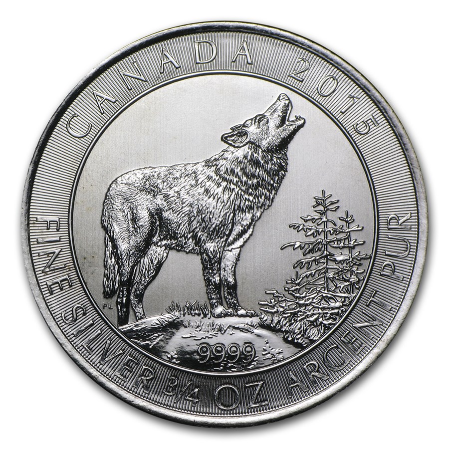2015 3/4 oz Silver Canadian Grey Wolf BU (Abrasions)