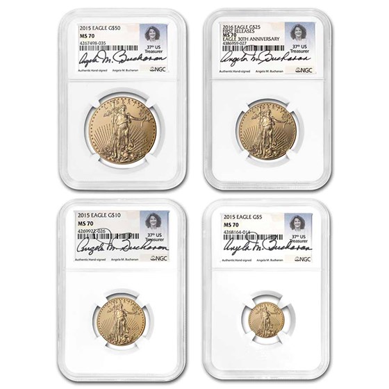 2015 4-Coin American Gold Eagle Set MS-70 NGC (Buchanan) 2015 4-Coin American Gold Eagle Set MS-70 NGC (Buchanan)