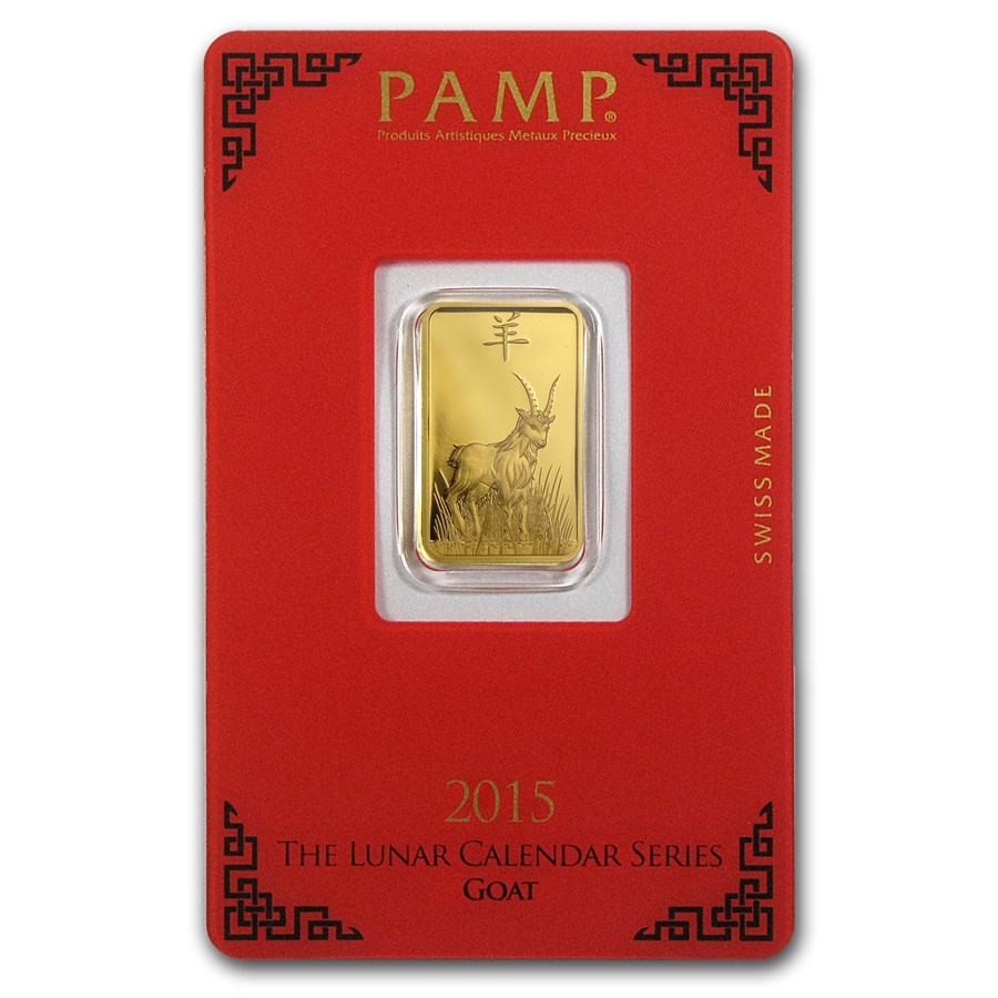 2015 5 gram Gold Bar - PAMP Suisse Year of the Goat (In Assay)