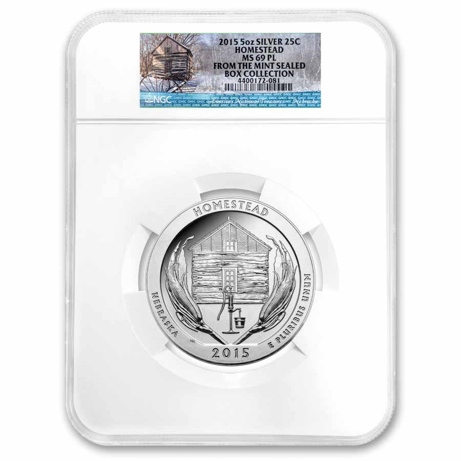 2015 5 oz Silver ATB Homestead National Park MS-69 PL NGC