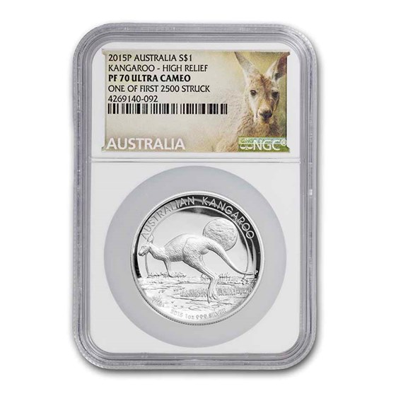 2015 AUS 1 oz Ag Kangaroo NGC PF-70 HR One of First 2500 Struck 2015 AUS 1 oz Ag Kangaroo NGC PF-70 HR One of First 2500 Struck