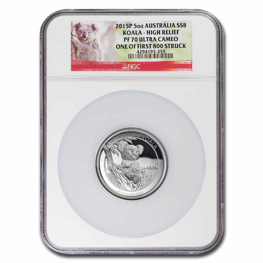Buy 2015 AUS 5 oz Silver Koala PF-70 NGC UHR (1 of 1st 800 struck