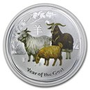 2015 Australia 1/2 oz Silver Goat BU (Series II, Colorized)