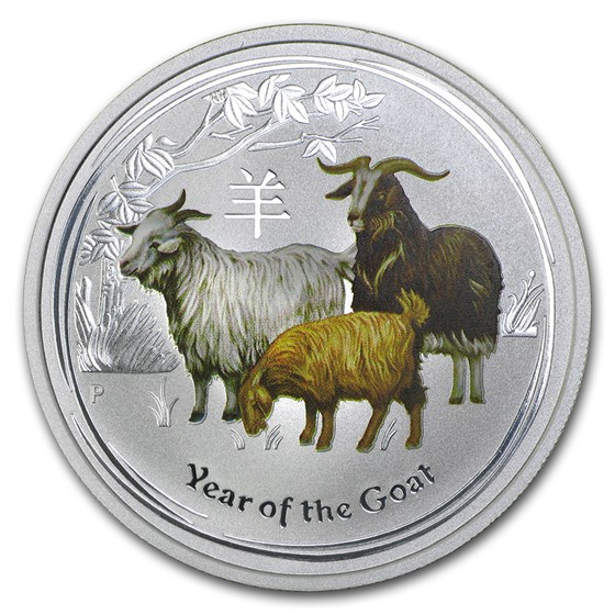2015 Australia 1/2 oz Silver Goat BU (Series II, Colorized) 2015 Australia 1/2 oz Silver Goat BU (Series II, Colorized)