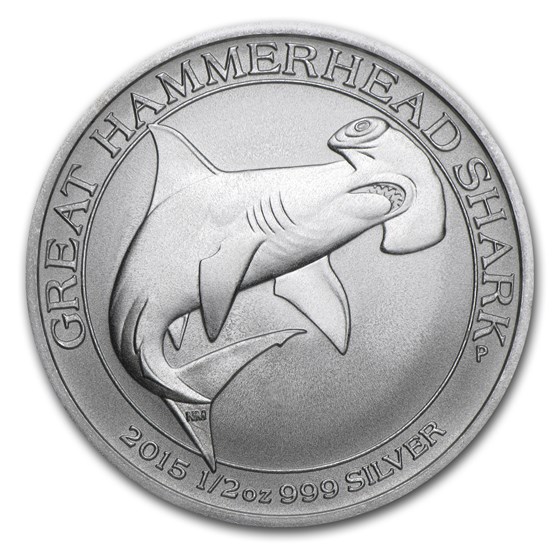 2015 Australia 1/2 oz Silver Great Hammerhead Shark BU