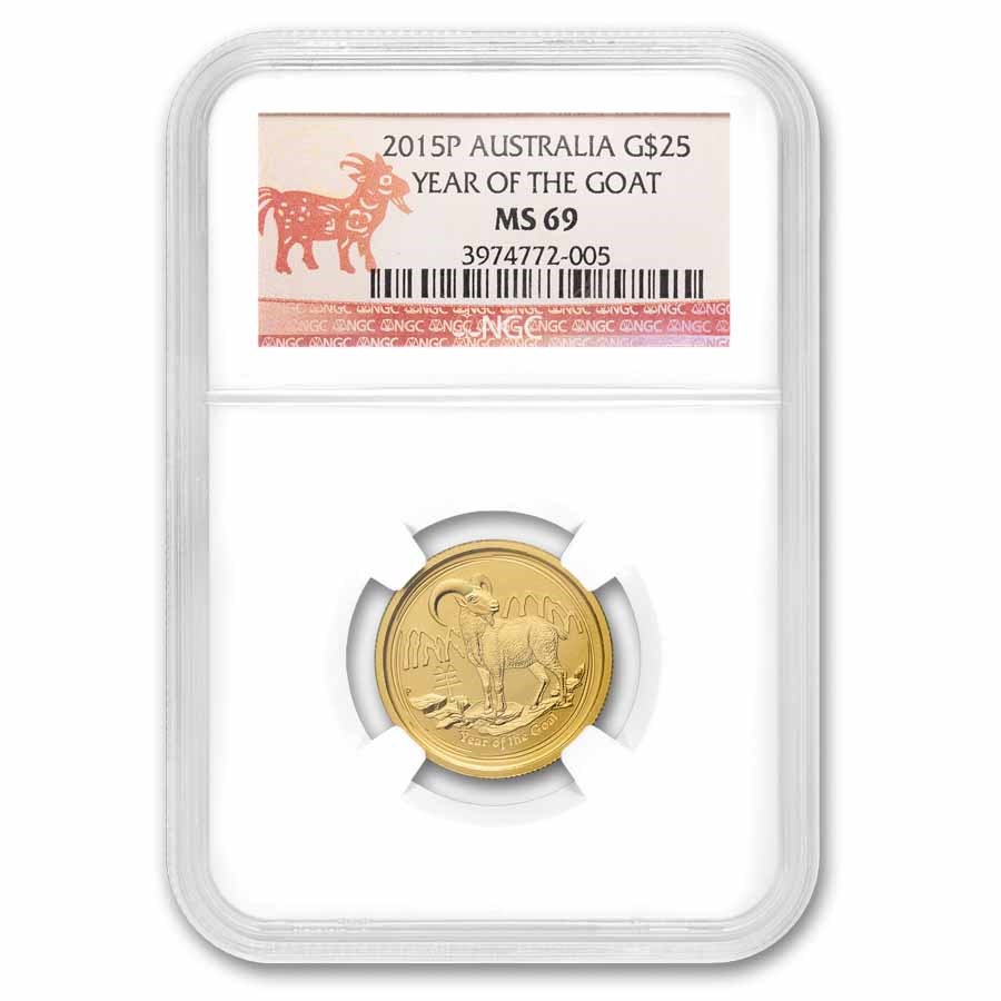 2015 Australia 1/4 oz Gold Lunar Goat MS-69 NGC