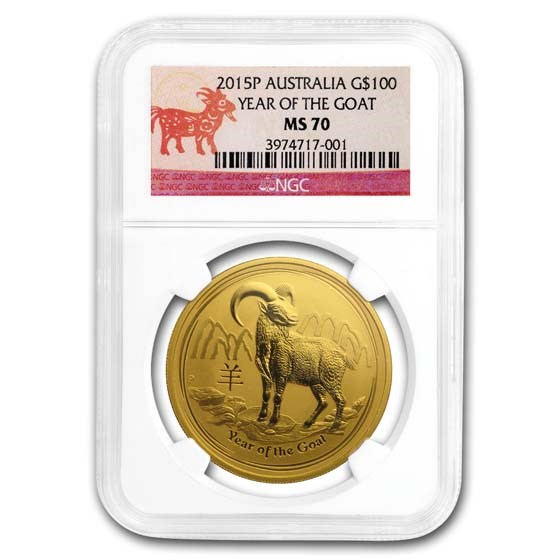 2015 Australia 1 oz Gold Lunar Goat MS-70 NGC (Series II)
