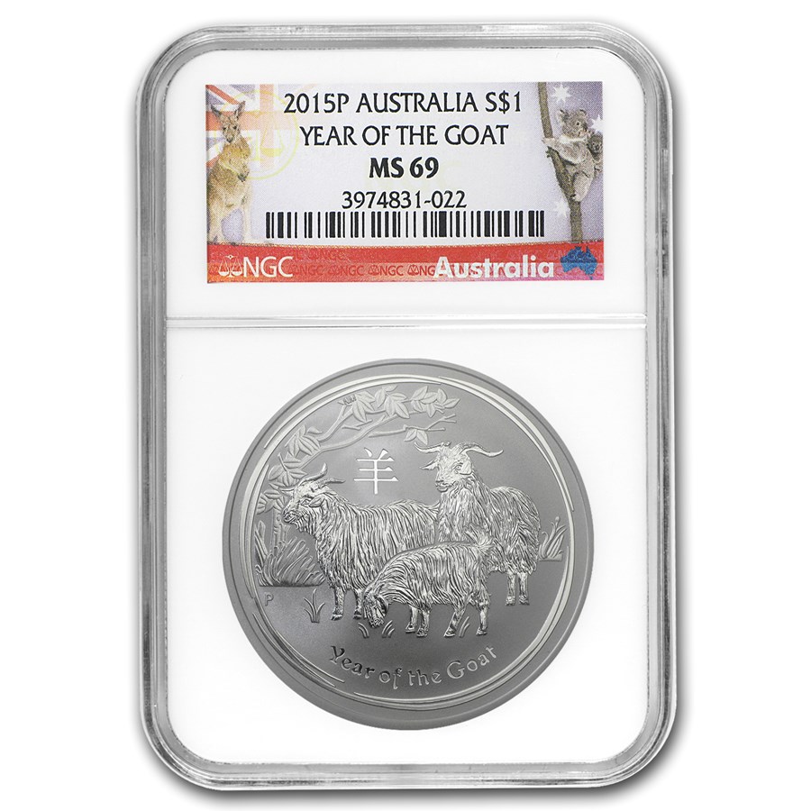 2015 Australia 1 oz Silver Lunar Goat MS-69 NGC