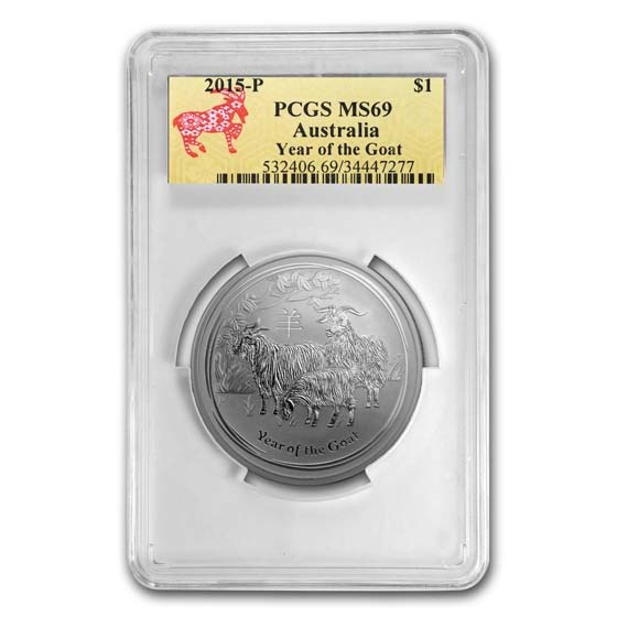 2015 Australia 1 oz Silver Lunar Goat MS-69 PCGS (Series II) 2015 Australia 1 oz Silver Lunar Goat MS-69 PCGS (Series II)