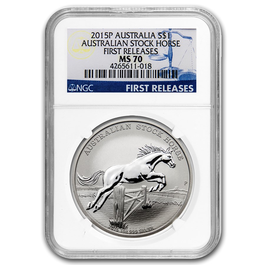 2015 Australia 1 oz Silver Stock Horse MS-70 NGC (First Release)