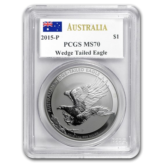2015 Australia 1 oz Silver Wedge Tailed Eagle MS-70 PCGS 2015 Australia 1 oz Silver Wedge Tailed Eagle MS-70 PCGS