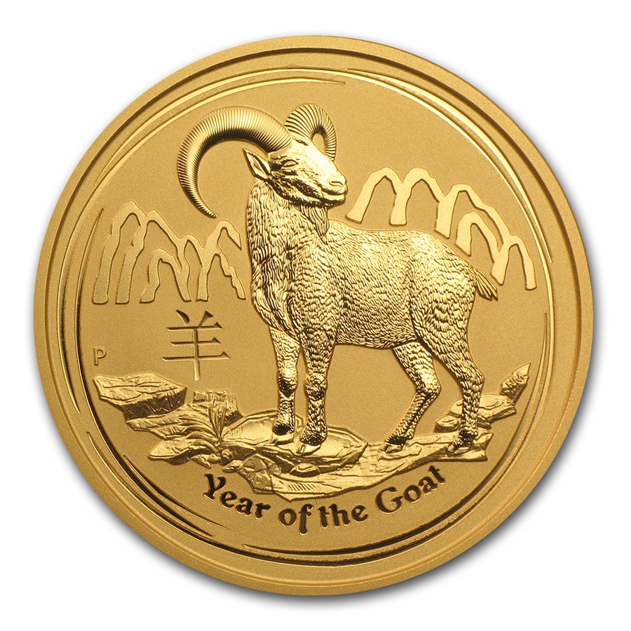 2015 Australia 2 oz Gold Lunar Goat BU