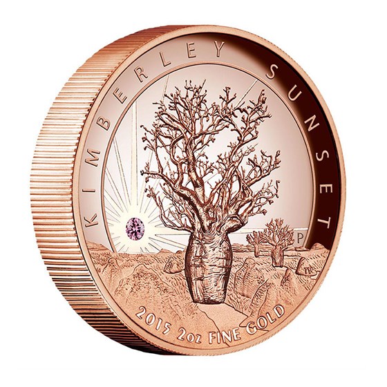 2015 Australia 2 oz Rose Gold Proof Kimberley Sunset w/Diamond