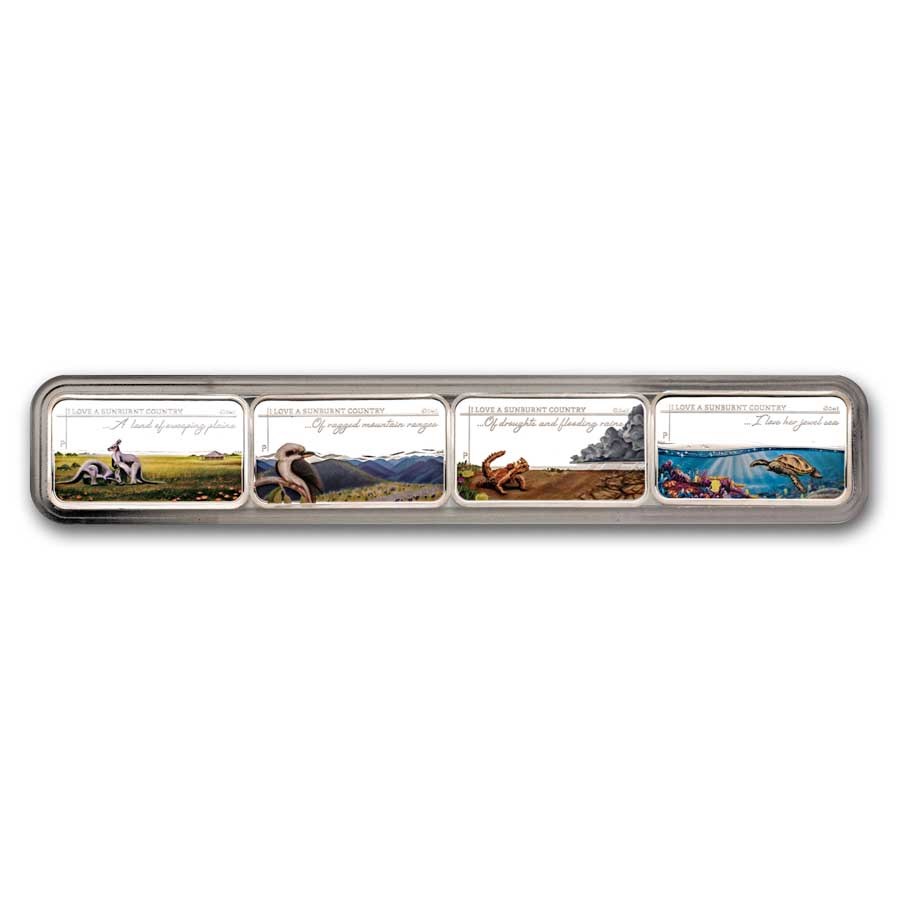 2015 Australia 4-Coin 1 oz Silver Sunburnt Colorized Proof Set